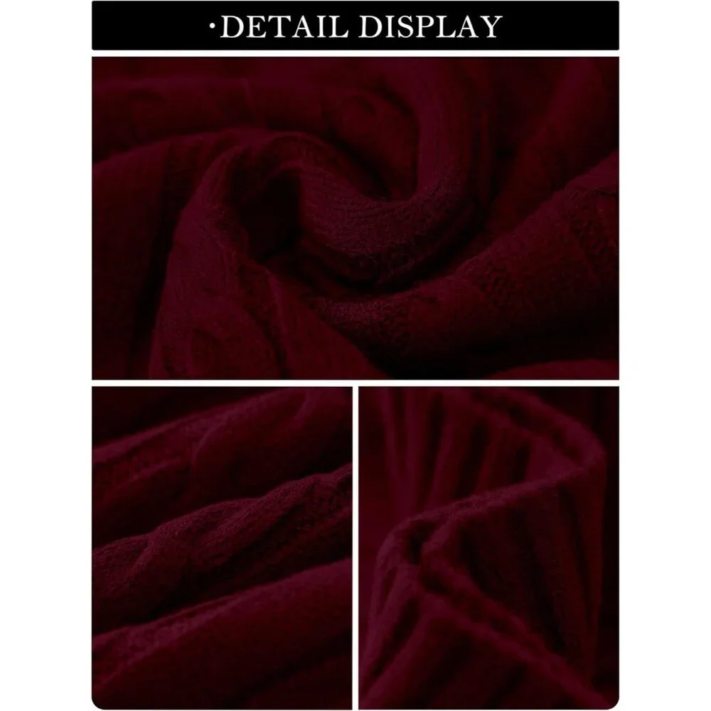 V Neck Cable Knit Sweater Women Fitted Long Sleeve Fall Top Casual Style - Picture 6 of 6